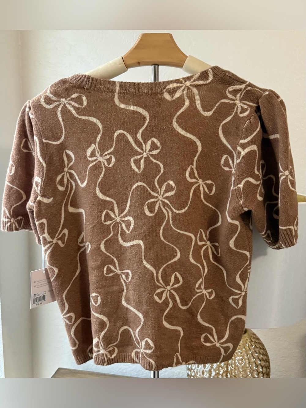 LC Lauren Conrad Brown and Cream Bow Sweater Top NWT- Size Small - Picture 5 of 5